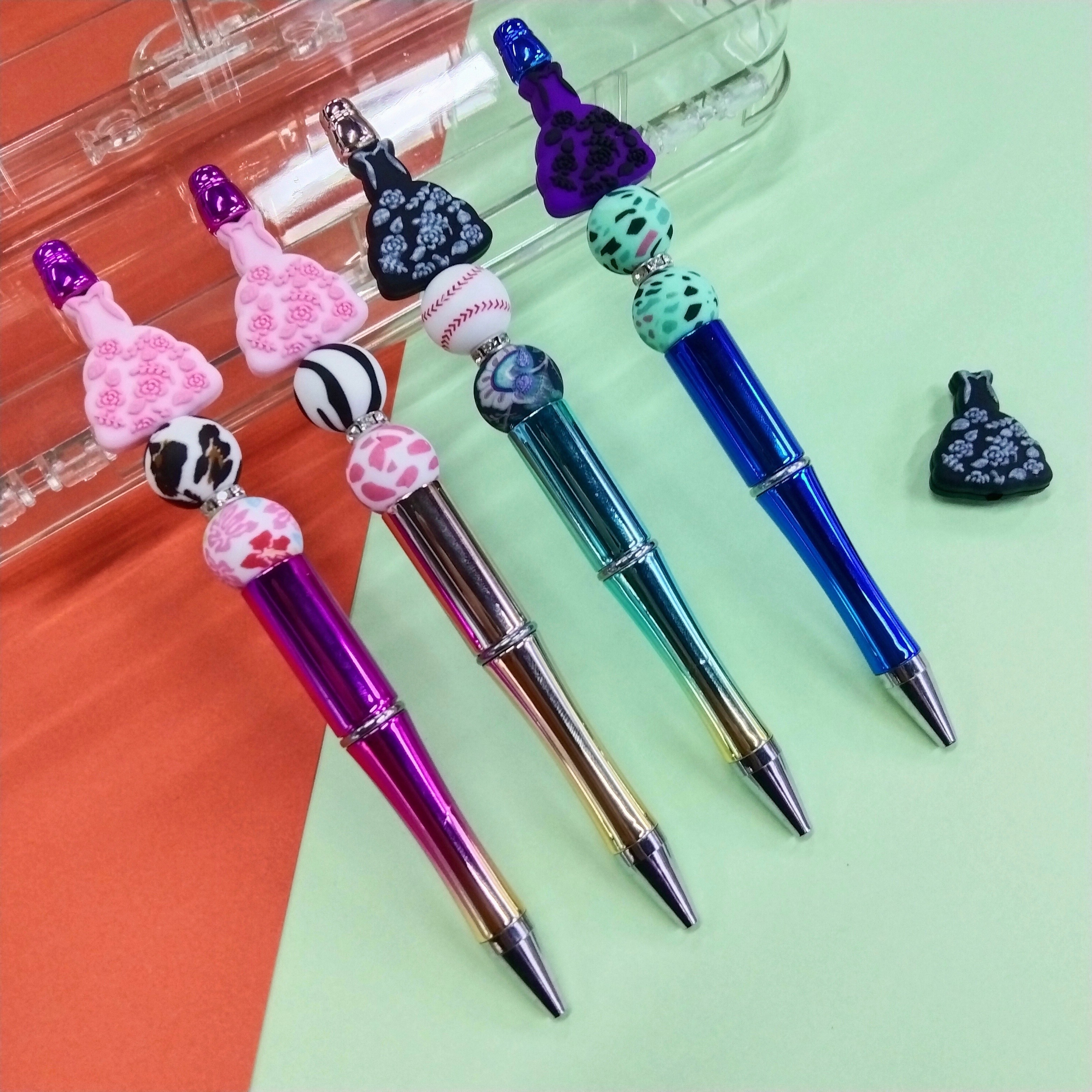 Silicone Colorful Beaded Pen Assorted Accessories For Diy - Temu