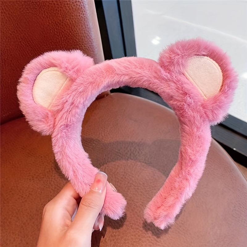 Bunny Ear Cosmetic Headband Fashion Cute Fluffy Elastic - Temu Canada