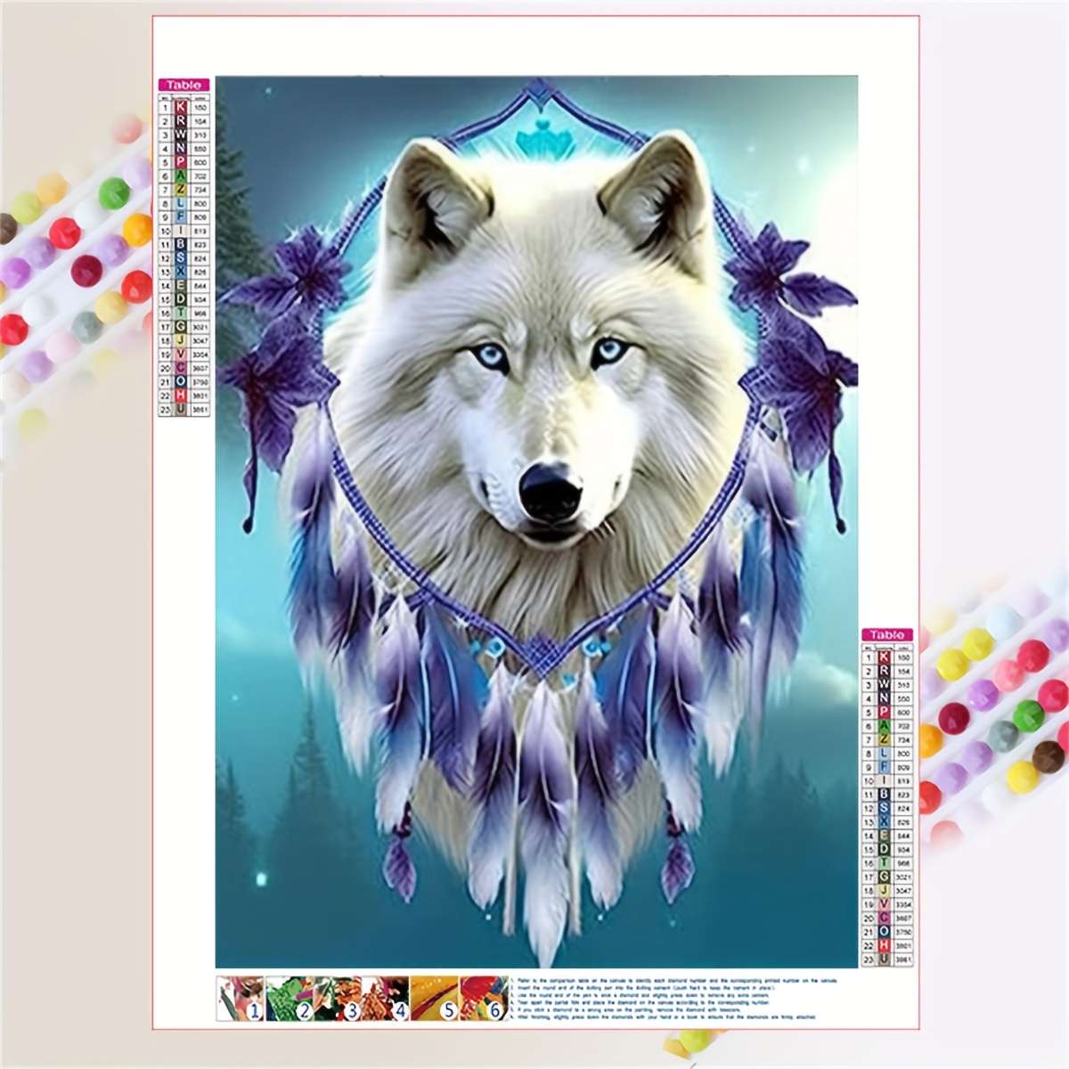 DIY Diamond Painting Animal Wolf Full Diamond Mosaic Art Embroidery Wolf  Dreamcatcher Picture Cross Stitch Home Decor cuadros
