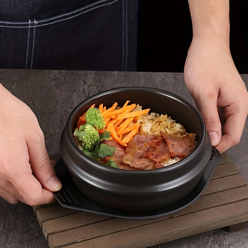 1pc Dolsot Bibimbap Earthenware Stone Bowl, Korean Cooking Soup Ceramic  Pot, Donabe Pot With Heat-Resistant Tray For Ttukbaegi, Korean Stew,  Bibimbap