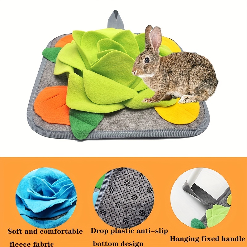 Rabbit Foraging Mat, Interactive Feed Game for Boredom, Small Pet Puzzle Toy,  OVMKOV 9.44 x 9.44 Polar Fleece Snuffle Pad Bed Nosework Feeding Mat for  Bunny Hamster Guinea Pigs Ferrets Chinchillas