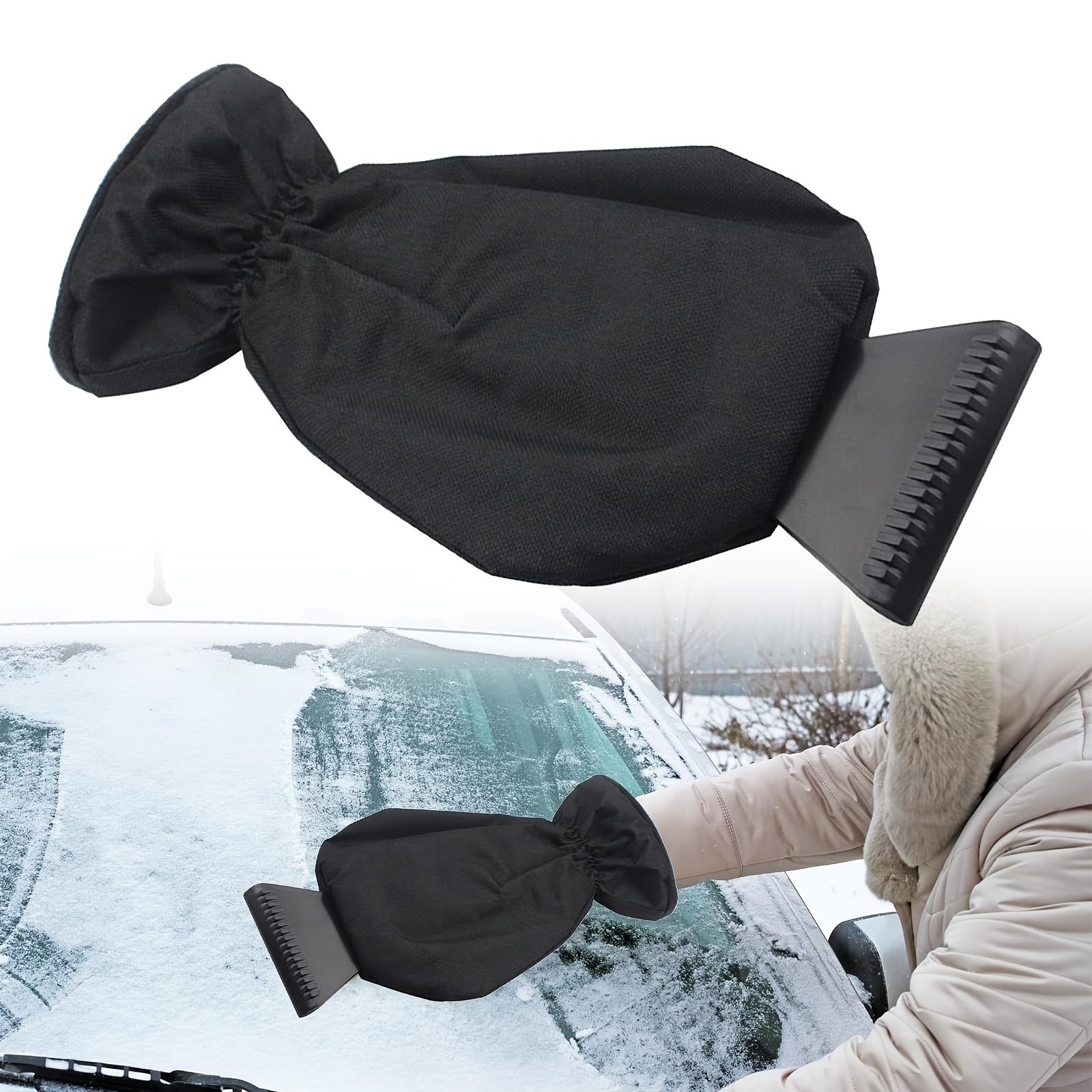 Car Windscreen Snow Scraper Warm Glove Auto Winter - Temu