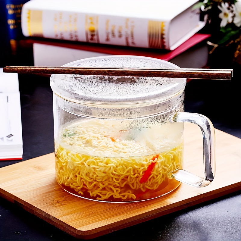 Heat-resistant Tempered Glass Bowl with Lid Transparent Microwavable  Cooking Glass Bowl Kitchen Soup Bowls Container