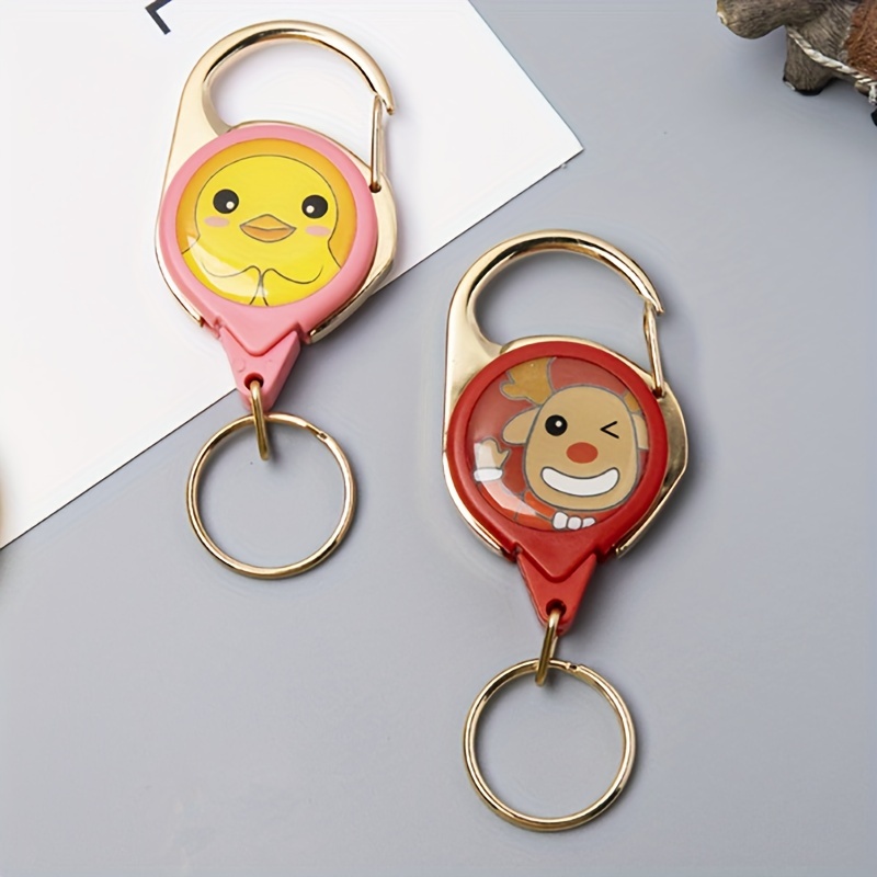 Cute Animal Pattern Keychain Retractable Id Badge - Temu