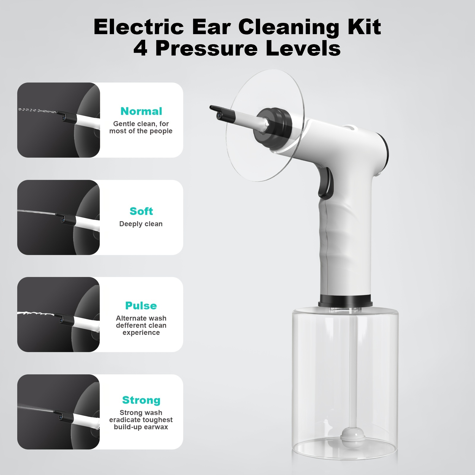 Kit de eliminación de cera de oído, kit de limpieza de oídos incluye  botella para los oídos, lavabo y 20 puntas reutilizables, kit de enjuague  de