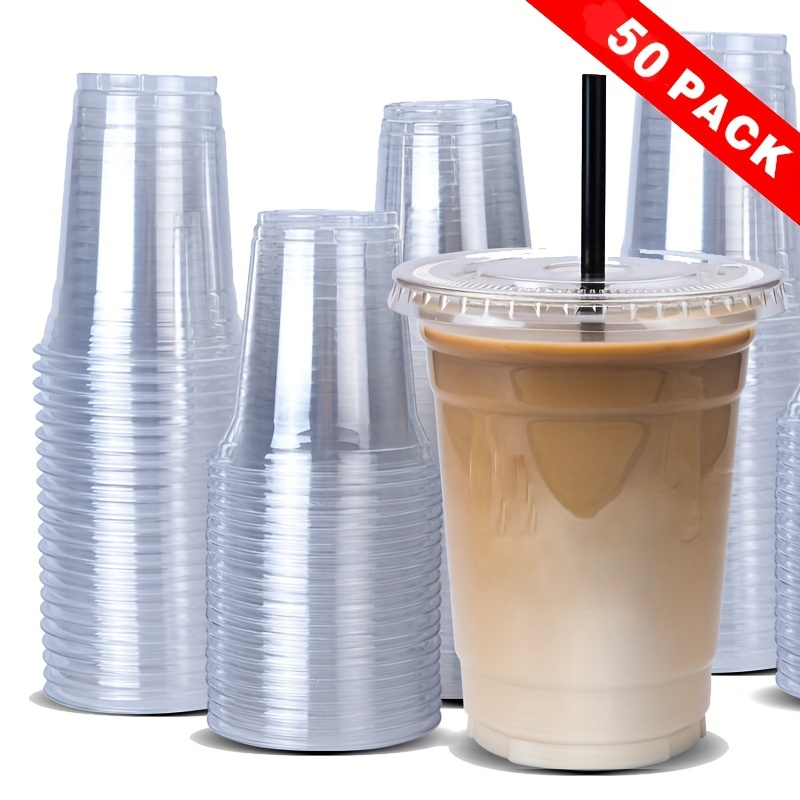 Vaso de plástico transparente con tapa de cúpula de 12 onzas para bebidas  frías heladas, café, té, jugo, batido, burbujas, Boba Frappucino