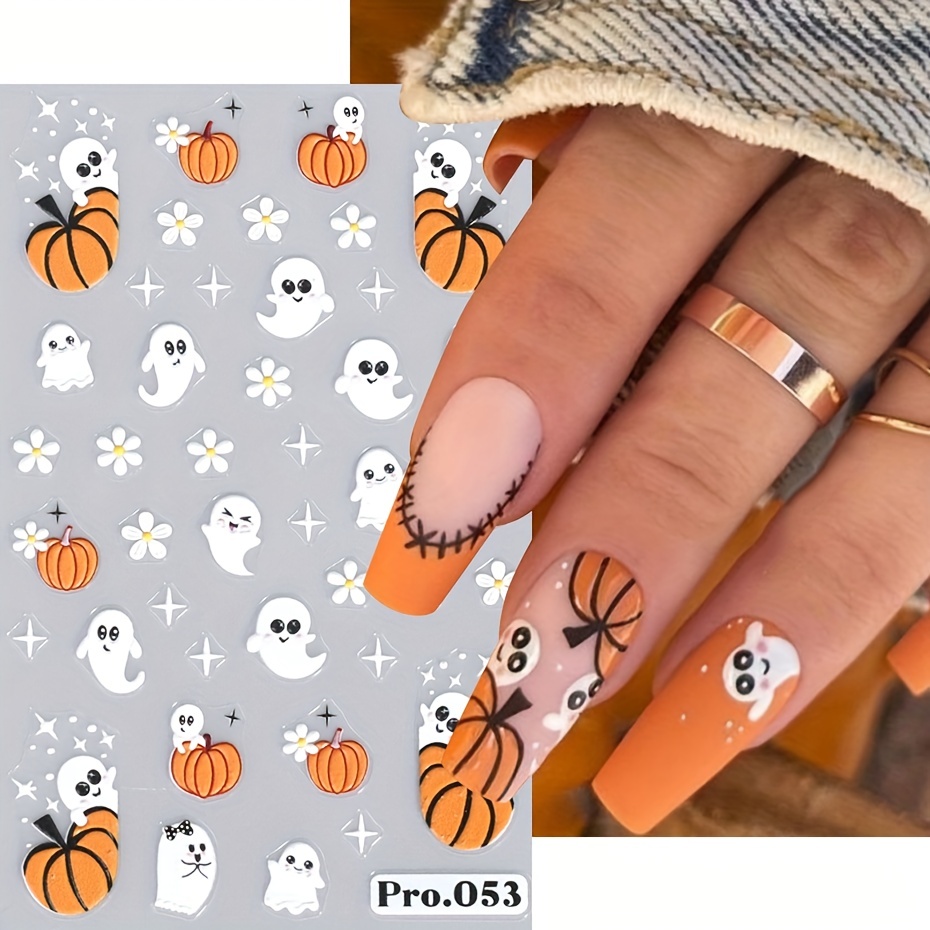 5d Embossed Halloween Nail Art Stickers self Adhesive Spider - Temu