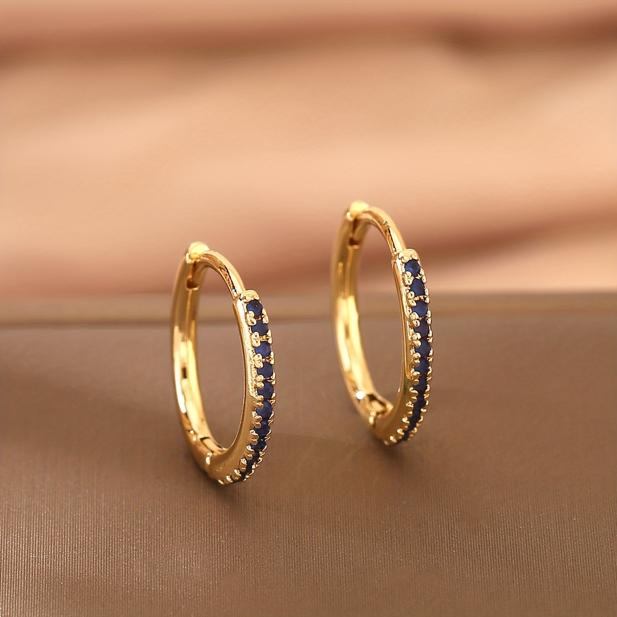 

Copper-inlaid Colored Zirconium Hoop Earring Simple And Versatile Exquisite Elegant Jewelry Dating Holiday Gift For Women