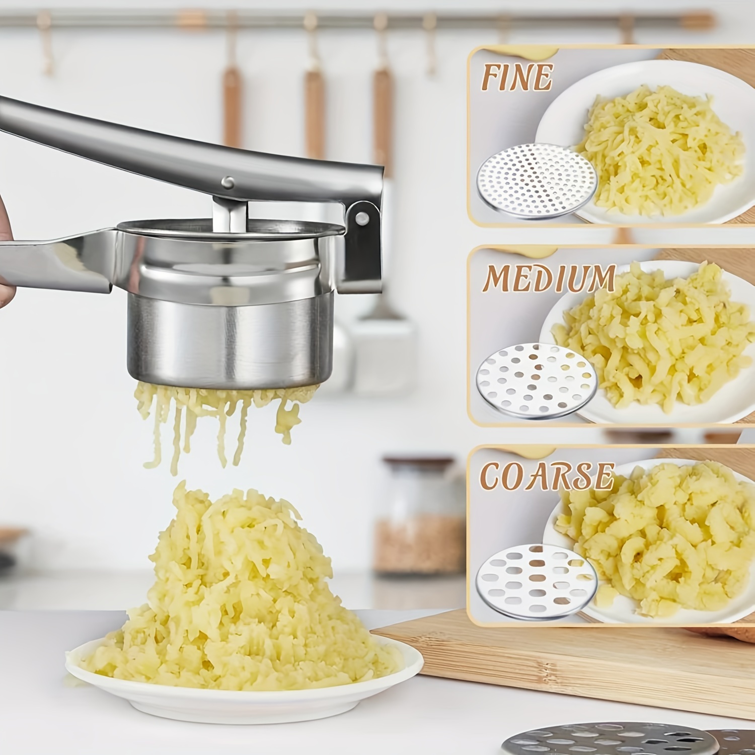 Mashed Potatoes Masher Heavy Duty Stainless Steel Potato Masher and Ricer  for Puree Gnocchi Fruit Juicer 