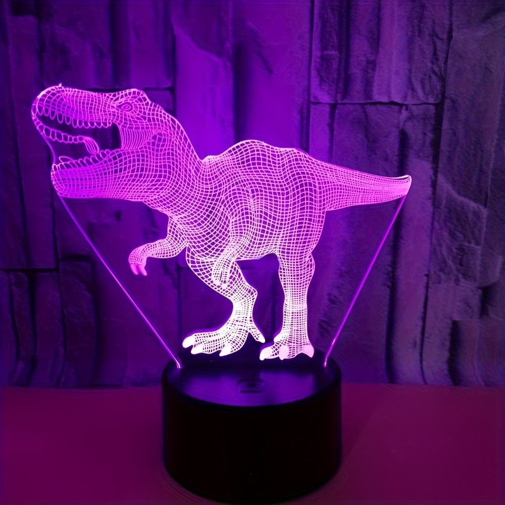 1pc 3D Dinosaur Night Light, Acrylic Night Light, 16 Colors Change Decor  LED Bedside Night Lamp With Remote Control Suitable For Bedroom, Dinosaur  Chr