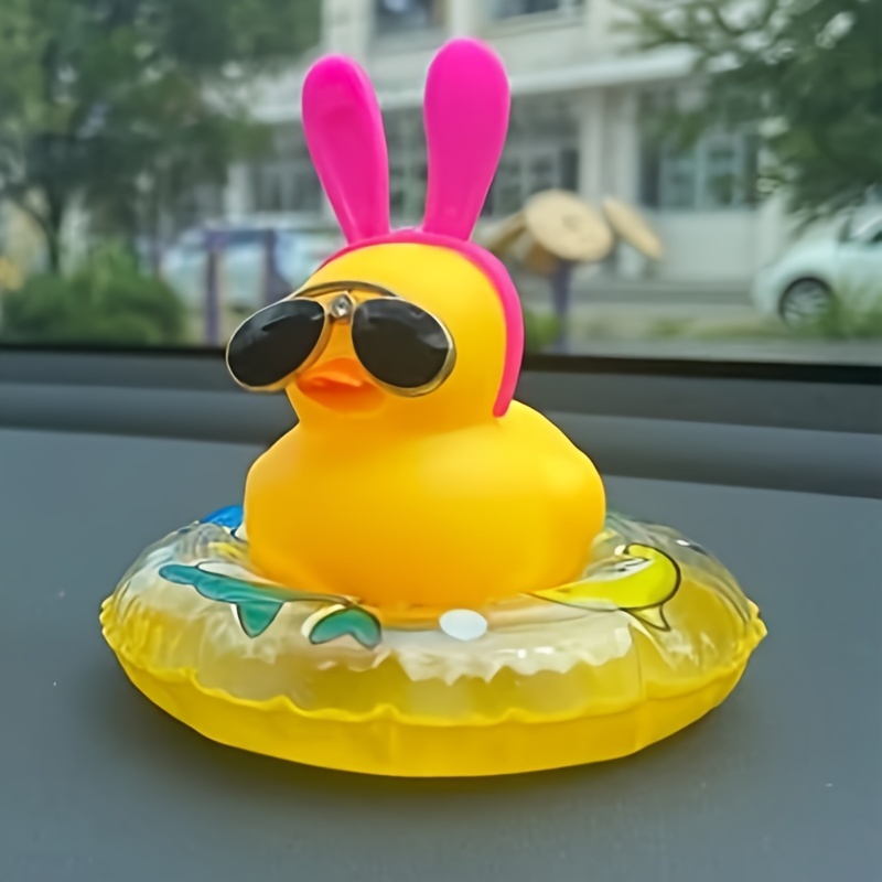 1pc Schwimmring Cartoon gelbe Ente Auto Ornamente, Gummiente Auto  Armaturenbrett Ornament mit Hut & Sonnenbrille Auto Dekoration Mithelfer