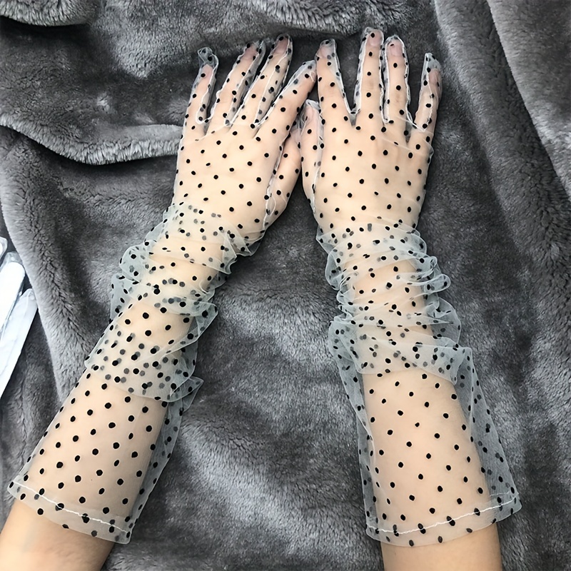Polka Dot Loose Gloves Long Transparent Thin Breathable