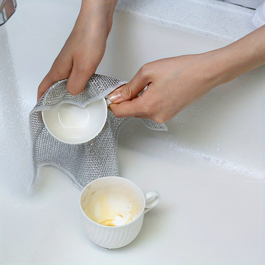 3pcs Steel Wire Dishwashing Cloth Mesh Non-Stick Oil Cleaning Cloth For  Kitchen Stove Dish Washing And Cleaning