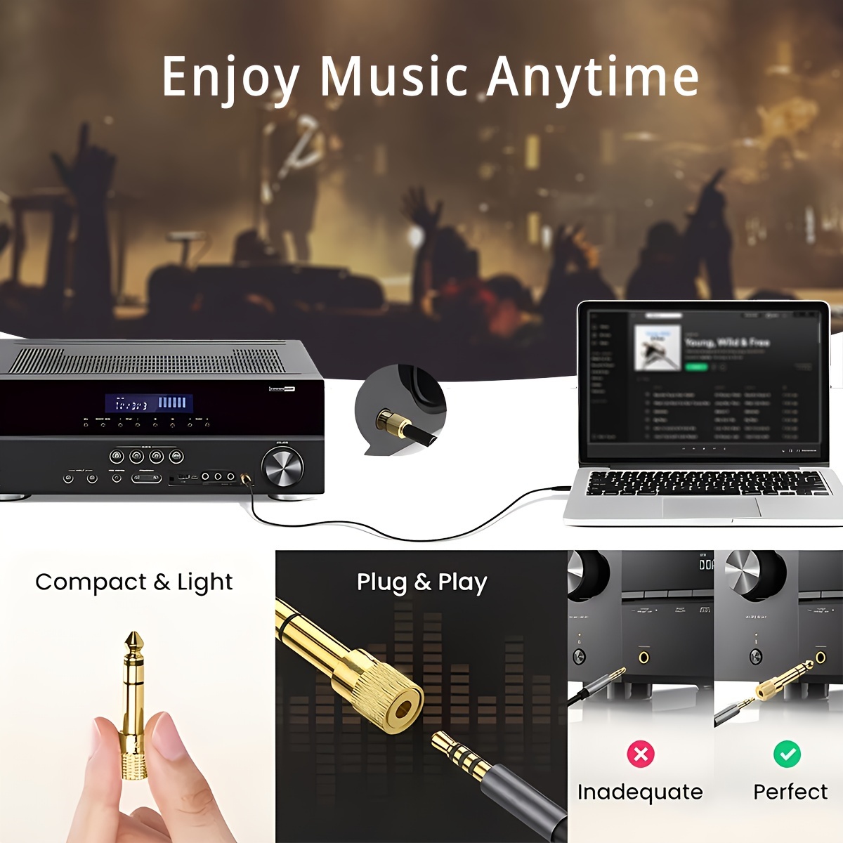 3.5mm To 6.5mm Jack Female To Male Audio Adapter Stereo AUX Converter Eid Al-Adha Mubarak