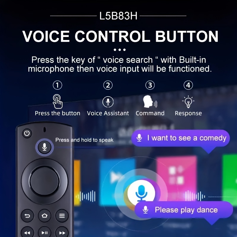 Replacement Voice Remote Control (2nd GEN) L5B83H with Power and Volume  Control fit for  2nd Gen TV Cube and TV Stick,1st Gen  TV Cube