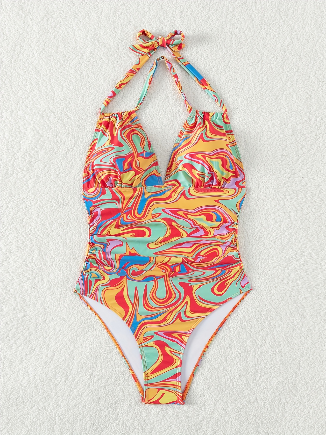 SWIMSHY Women's Tie One Piece Swimsuit Colorful Print Bathing