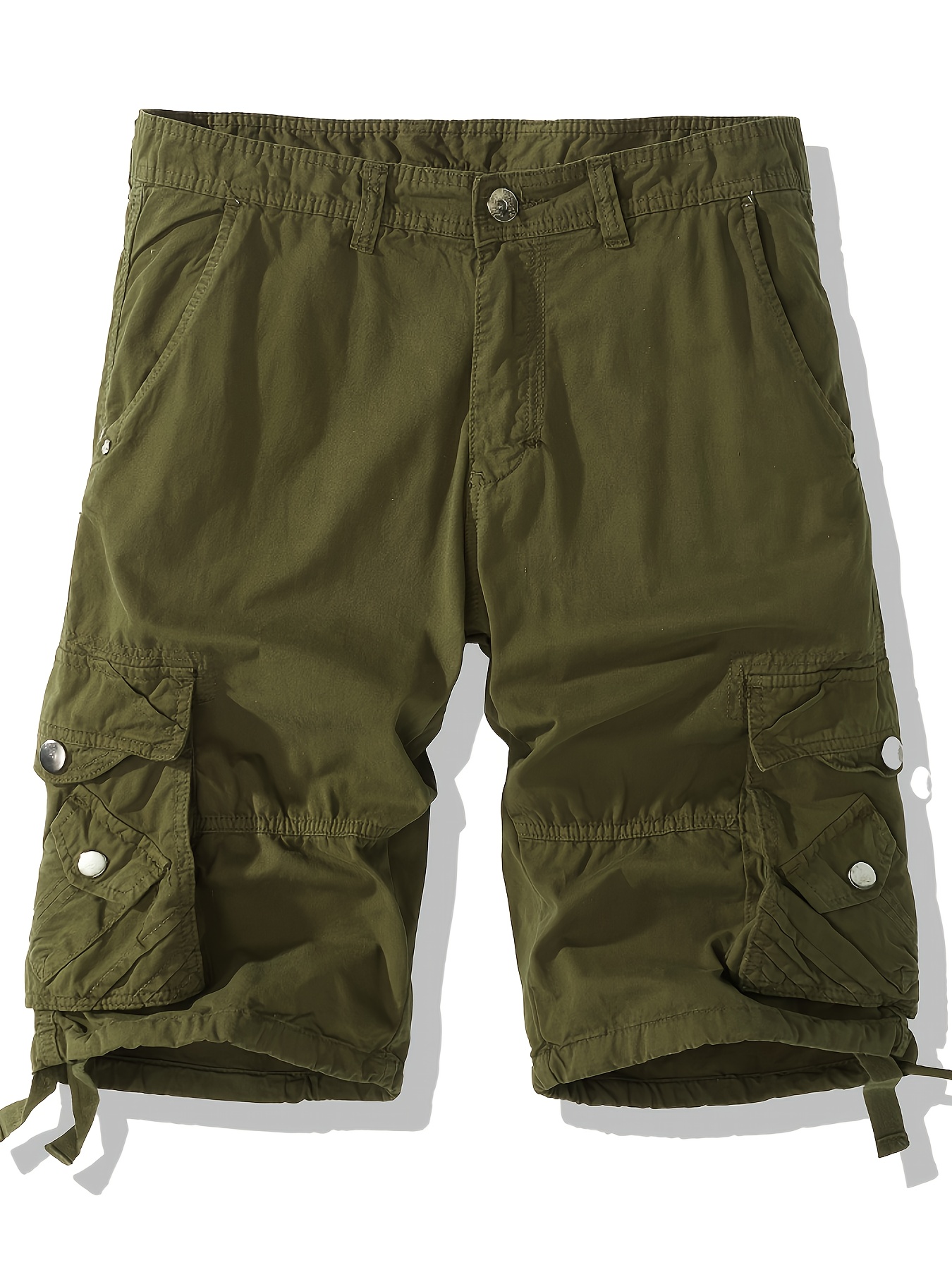 Solid Cotton Breathable Men's Embroidery Cargo Short Pants - Temu