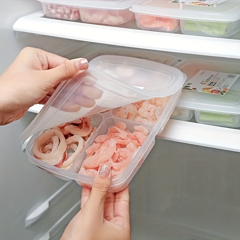 1pc Transparent Four-compartment Refrigerator Fresh-keeping Container For  Frozen Food