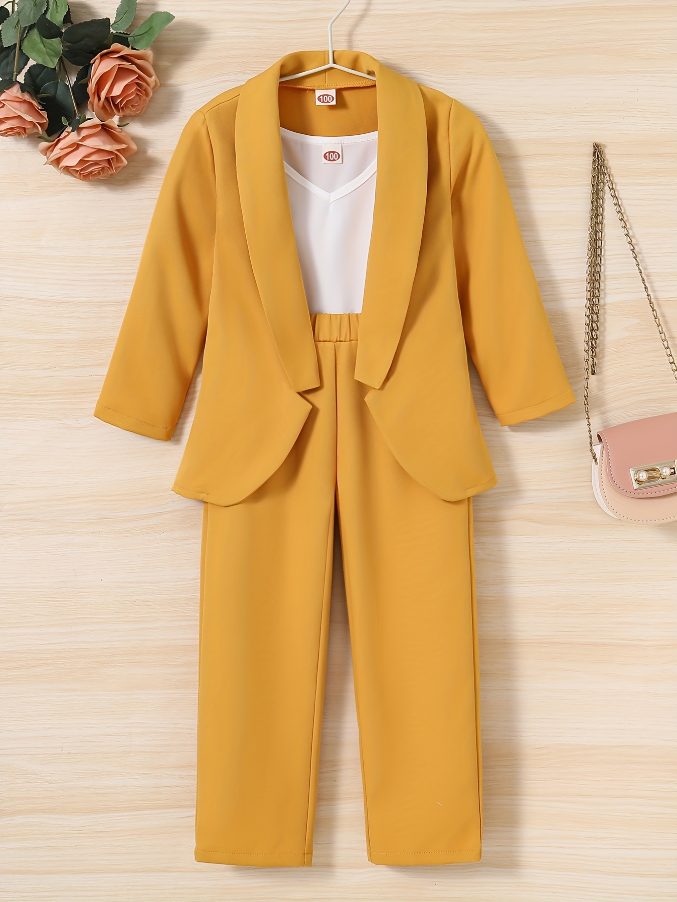 Kids Girls Yellow Blazer Suits 2021 New Spring Coat Pants 2 pieces Clothes  Set 8 10 12 years - AliExpress