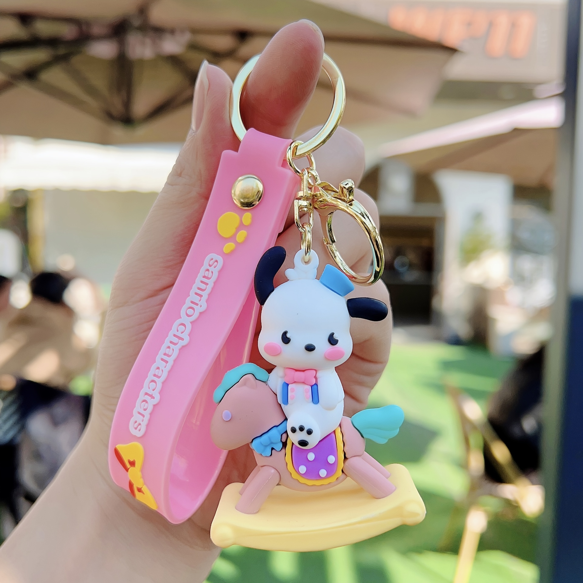 1pc My Melody Pompompurin Pochacco Wristlet Keychain Kawaii Anime Doll Bag Charm Phone Lanyard Car Pendant Women Girls Gift,Temu