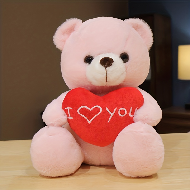 Love You! Oso de peluche de 14 pulgadas para el día de San Valentín con  corazón rojo, lindo oso de peluche marrón, regalo de San Valentín