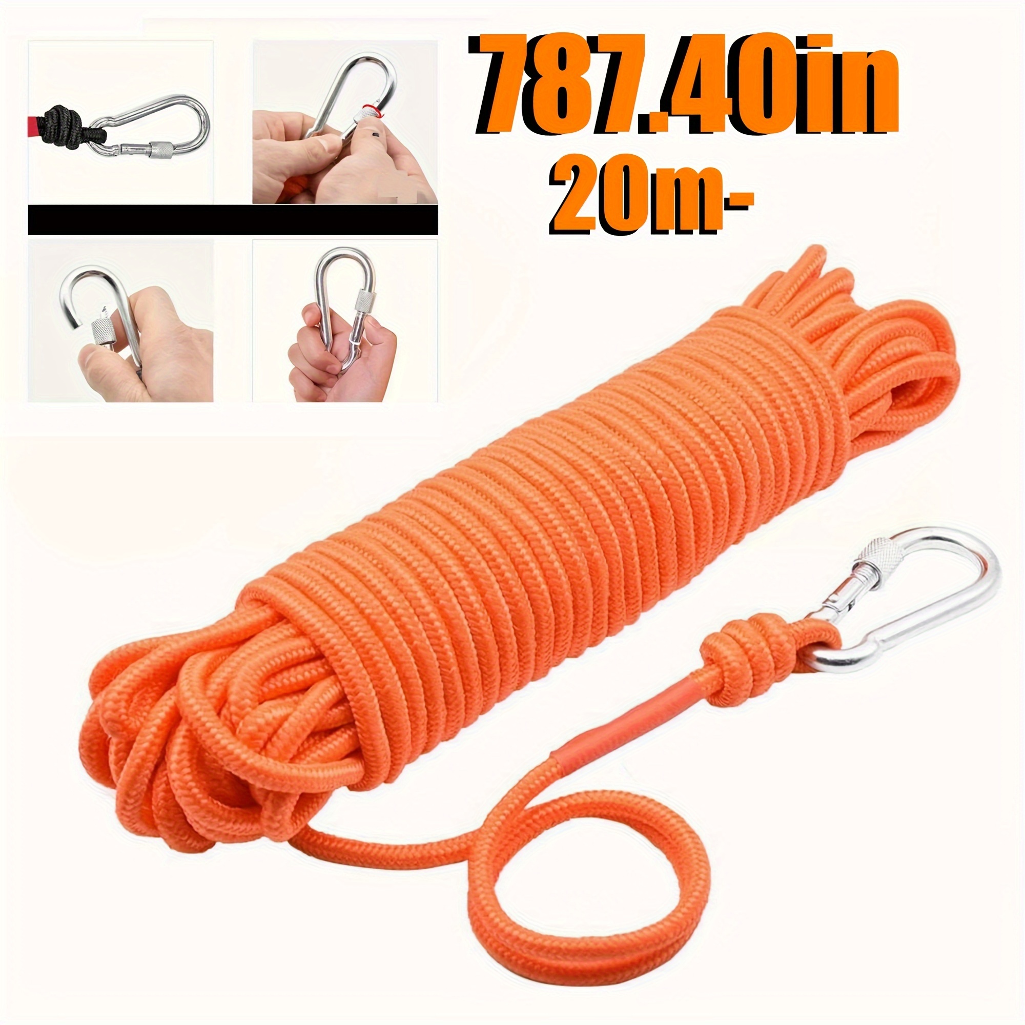 Orange Braided Rope Magnet Fishing Rope Nylon Strap Outdoor