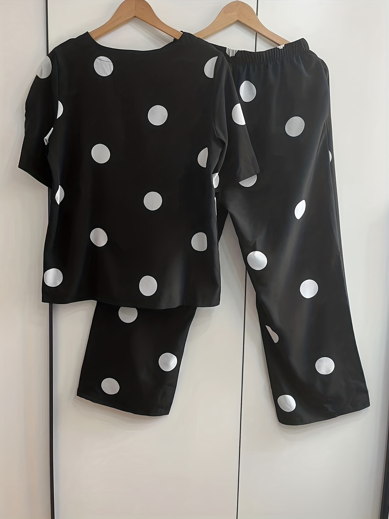 Polka Dot Two Piece Set Half Sleeve T-shirt & Pants