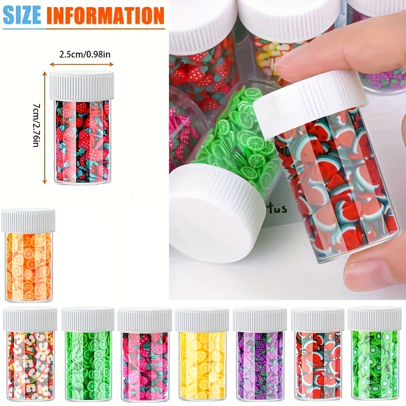 15 Jar Fruit Nail Art Charms fruit Slime Charms 3d Polymer - Temu