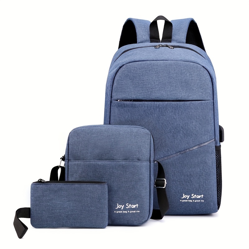 3Pcs Laptop Backpack Set School Bag Crossbody Bag & Coin Purse