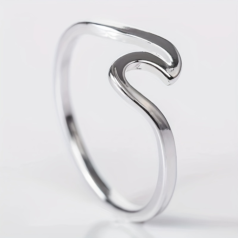 Wave Ring Electroplated Alloy Finger Ring For Men