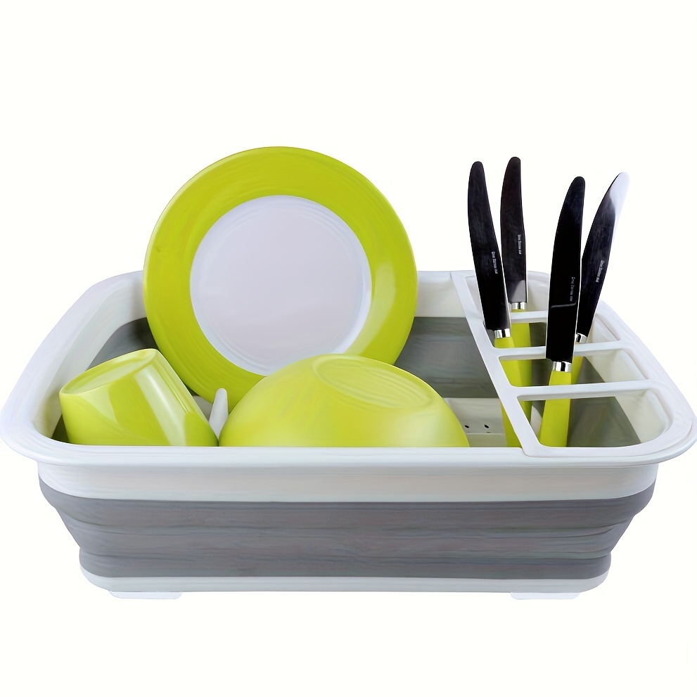 1pc Retractable Drain Rack - Kitchen Basket for Vegetables and Dishes -  Plastic Dish Rack with Filter Basket - 13.5in/7.2in/2.5in - Easy to Clean  and