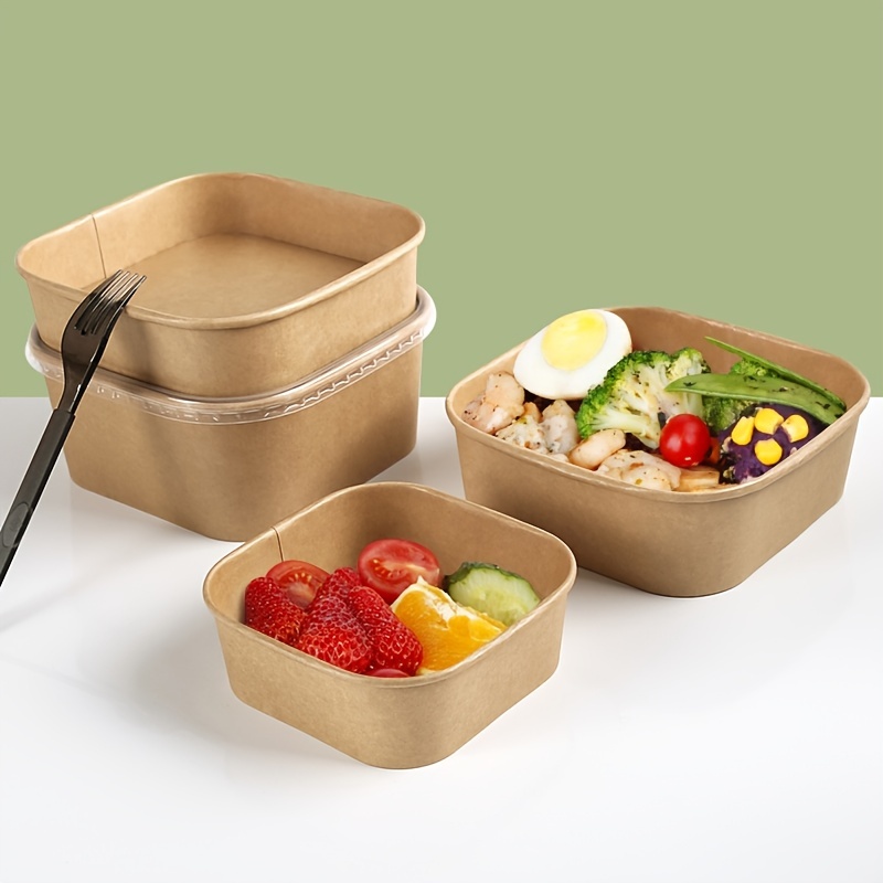 20pcs Kraft Paper Lunch Box Disposable Meal Prep Containers Food Takeout  Boxes for Restaurant Home (800ml) 