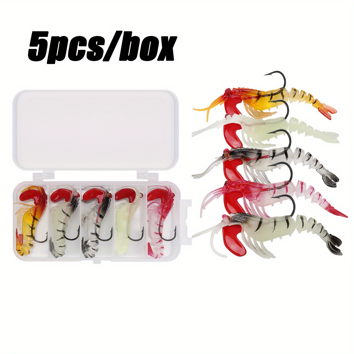 8pcs Soft Luminous Shrimp Fishing Lure Set Artificial Shrimp Bait with  Hooks Fishing Tackles for Freshwater Saltwater Bass Trout Catfish Salmon,  Topwater Lures -  Canada