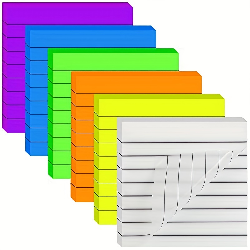 

300 Sheets Transparent Liner Notes, 6 Colors Waterproof Adhesive Pads Transparent Sticky Notes, 3 X3 Inches