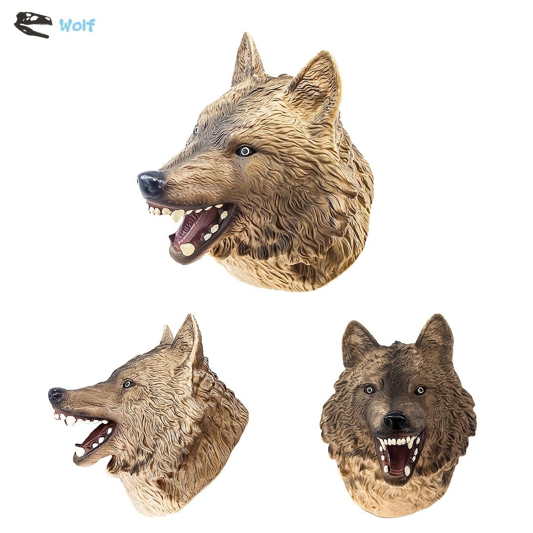 1pc Wolf Hand Puppet Toy For Boys Gift Animal Toys Puppets Battle Toys  Beast Head Party Role Play Games For Kids Realistic Animal Soft Rubber  Bathing Toys | Free Shipping For New