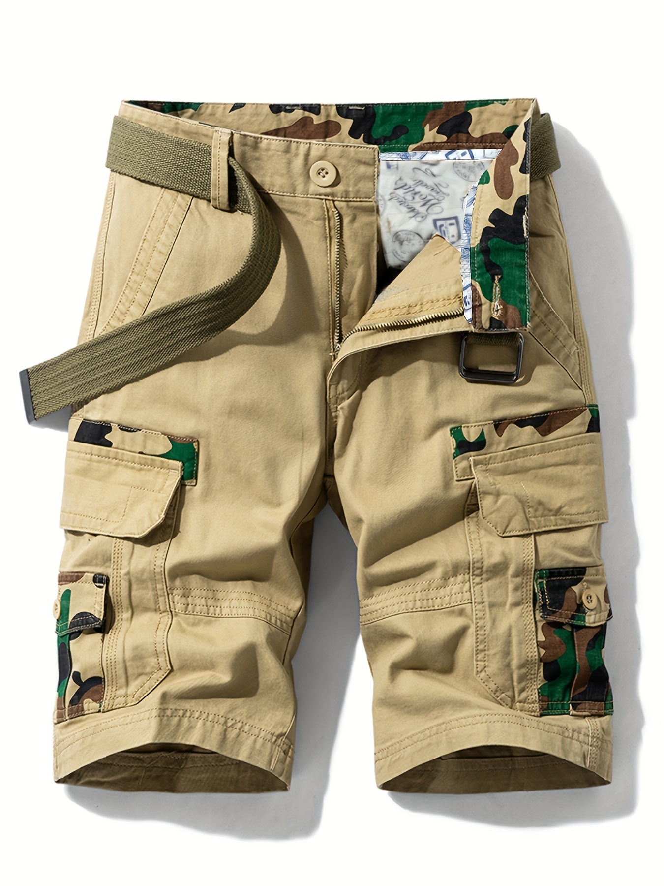 Men's Casual Long Length Cargo Shorts Multi Pocket Cotton Hot