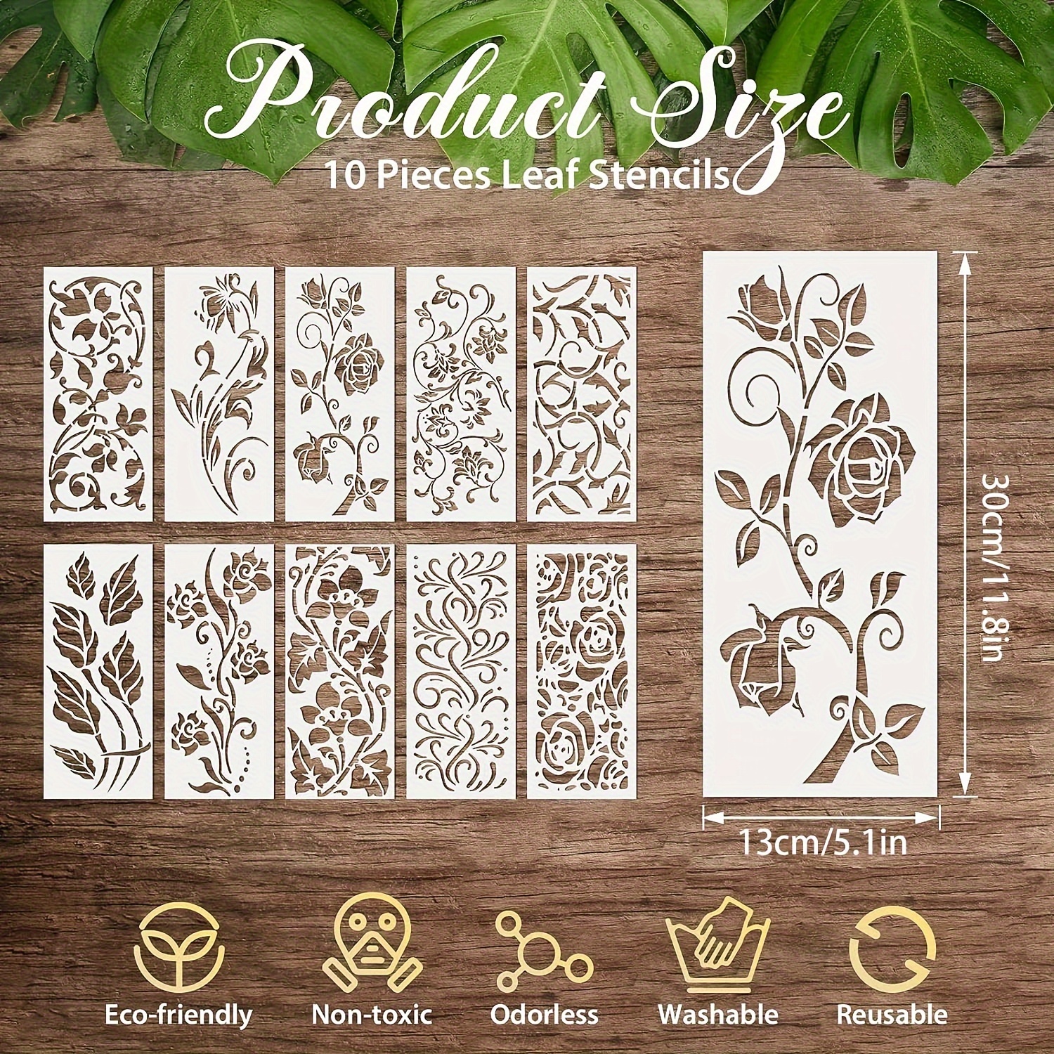 Large Flower Leaf Painting Stencils Leaf Wall Stencil - Temu