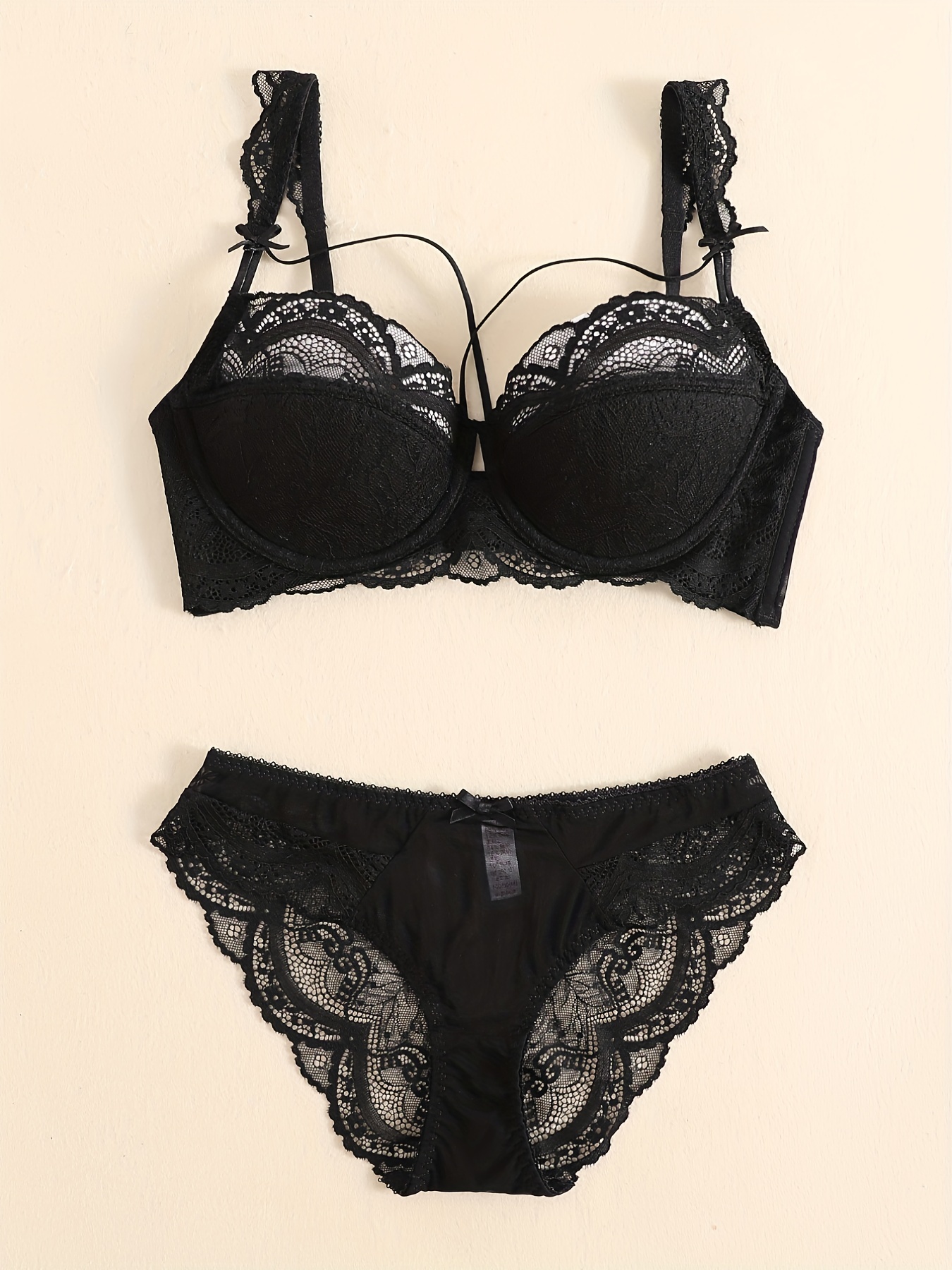 Black Lace Panties and Bra Set Plus Size 2 Piece Lingerie for Women Strappy  Bra and Panty Underwear Sets, Black, Medium : : Clothing, Shoes &  Accessories