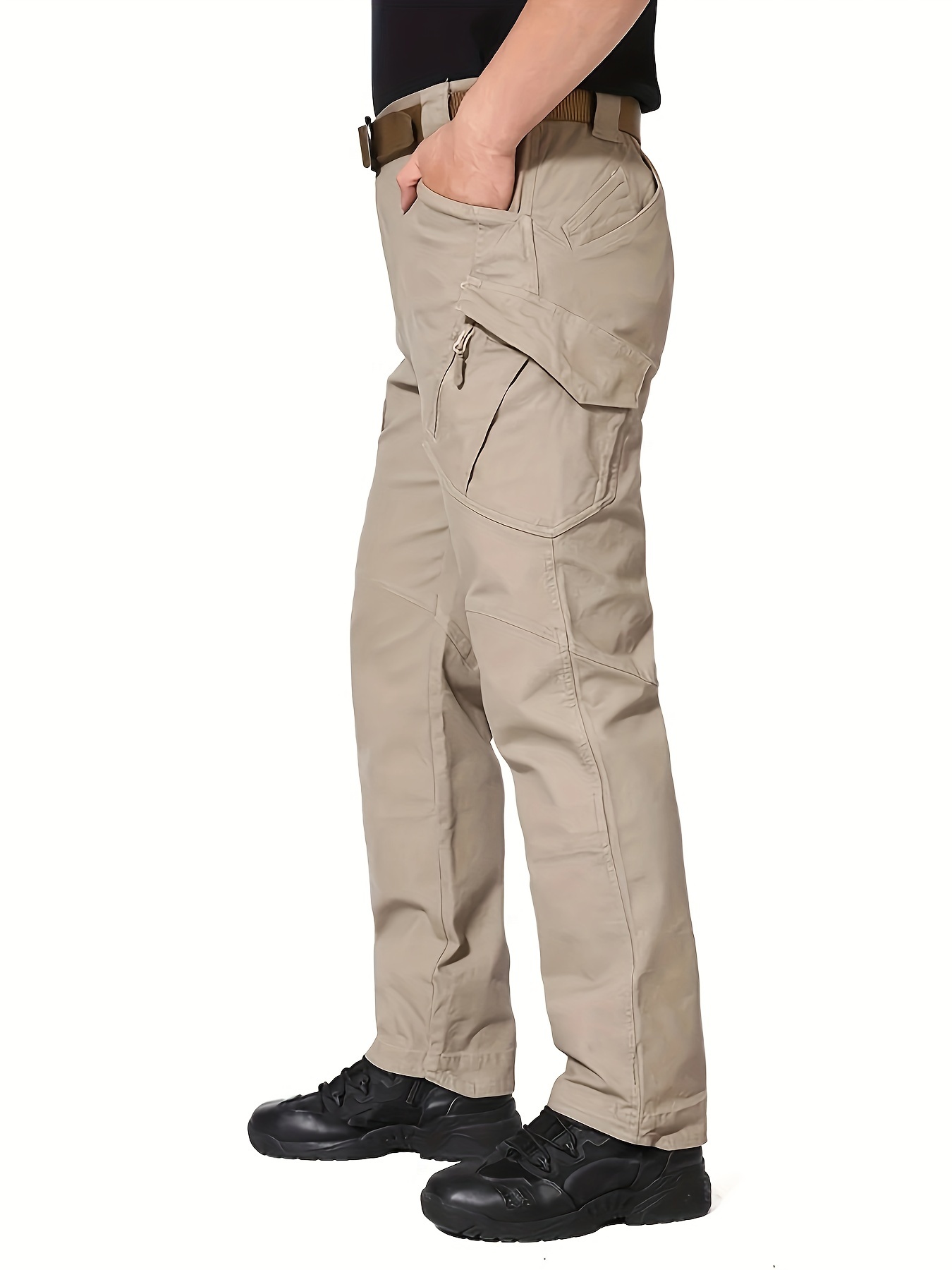 Men's Solid Tactical Pants Active Slightly Stretch - Temu