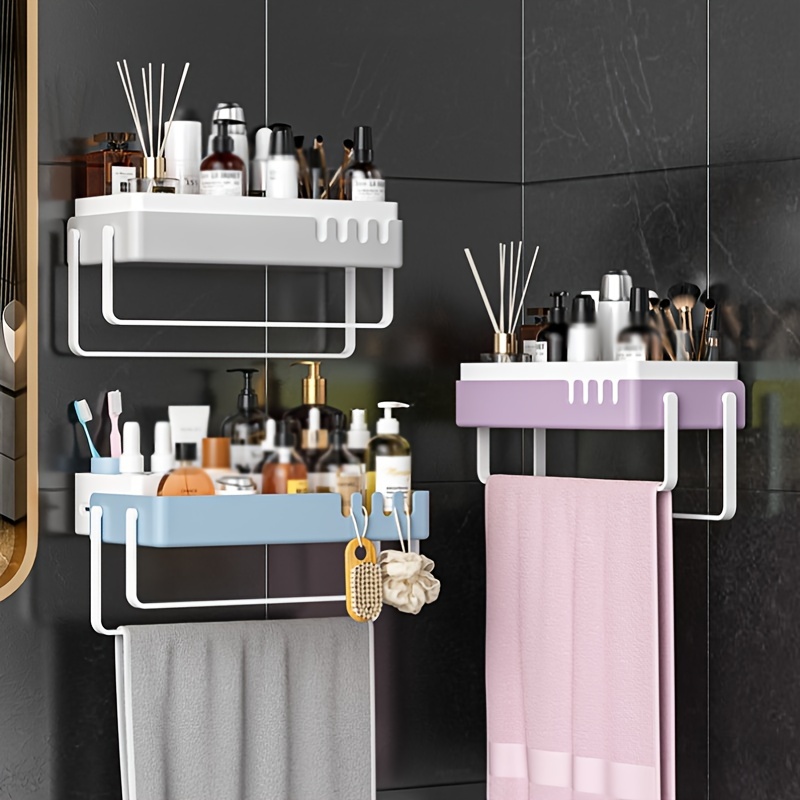 Bathroom Storage Rack With Towel Bar Punch free Bathroom - Temu