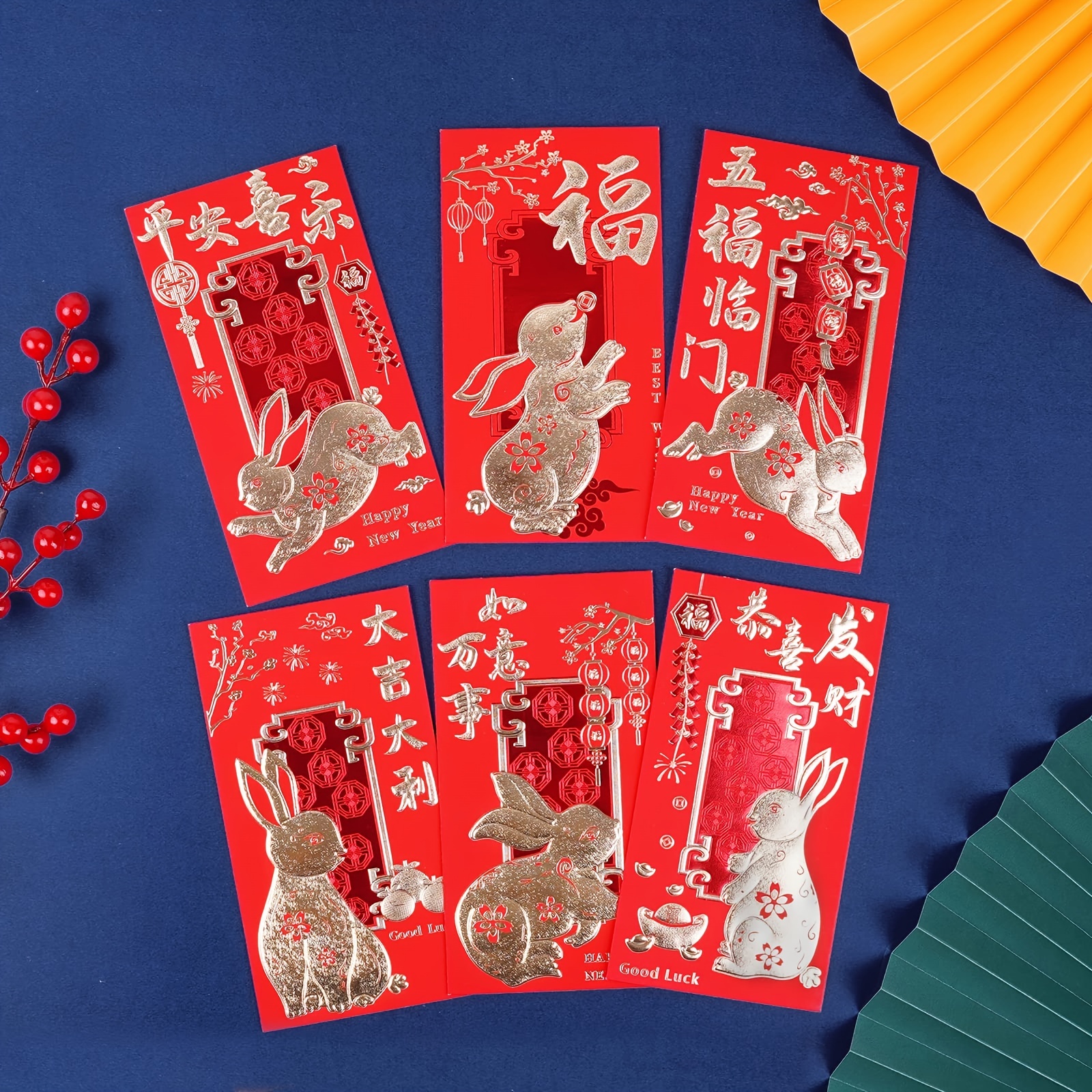 18pcs 6 69 3 54in Chinese New Year Red Envelopes 2023 Lunar New Year Of  Rabbit Lucky Money Envelopes Red Envelope Packets Hong Bao With 6 Different  Gold Embossed Patterns, Save Money On Temu