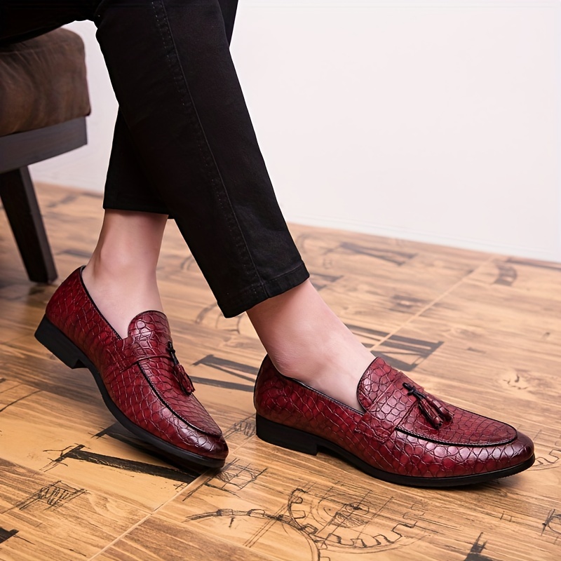 Mens Tassel Loafers Lightweight Pu Leather Pointed Toe Slip On Shoes Valentines Day Gift - Men's Shoes Temu
