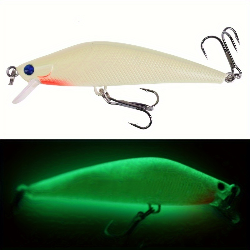 1PCS Luminous Night Fishing Minnow Lures 8cm 8.5g Artificial Hard Baits  With 6# Treble Hooks