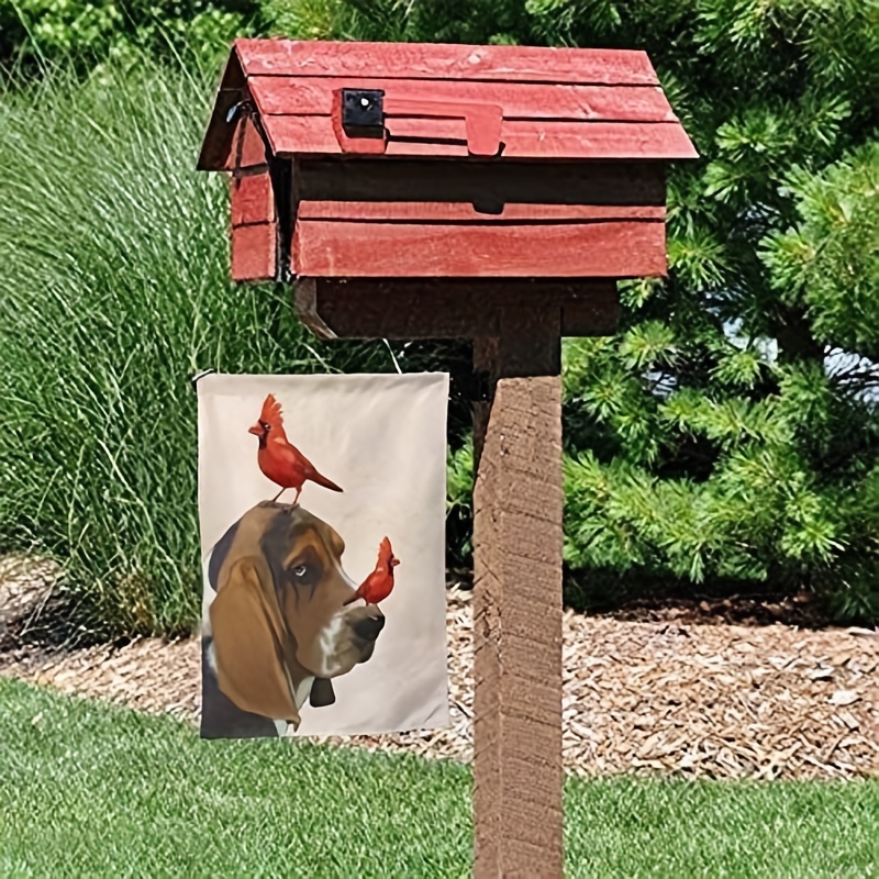 Precioso Perro Colorido Cardenal Rojo Bandera Jardín - Temu