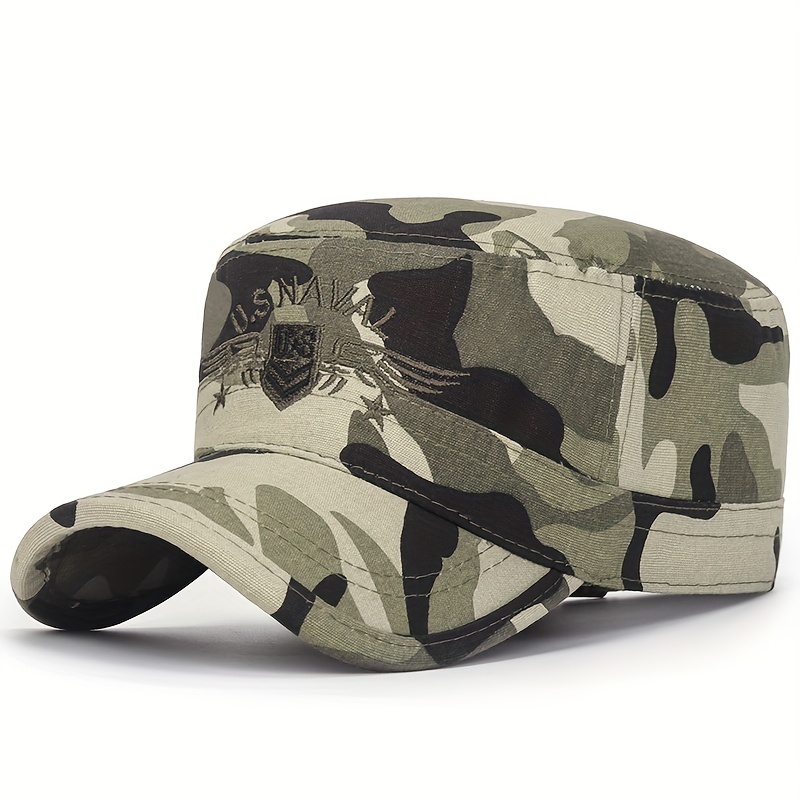 Men's Military Hats Camouflage Flat Top Cotton Hat - Temu Republic
