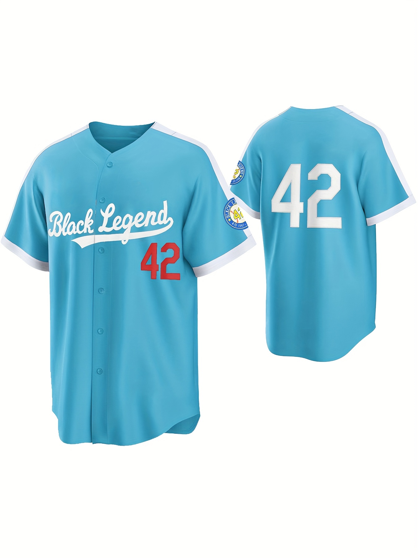 Men's Legend #824 Embroidered Baseball Jersey, Active Slightly Stretch Button Up Short Sleeve Uniform Baseball Shirt for Training Competition,Temu
