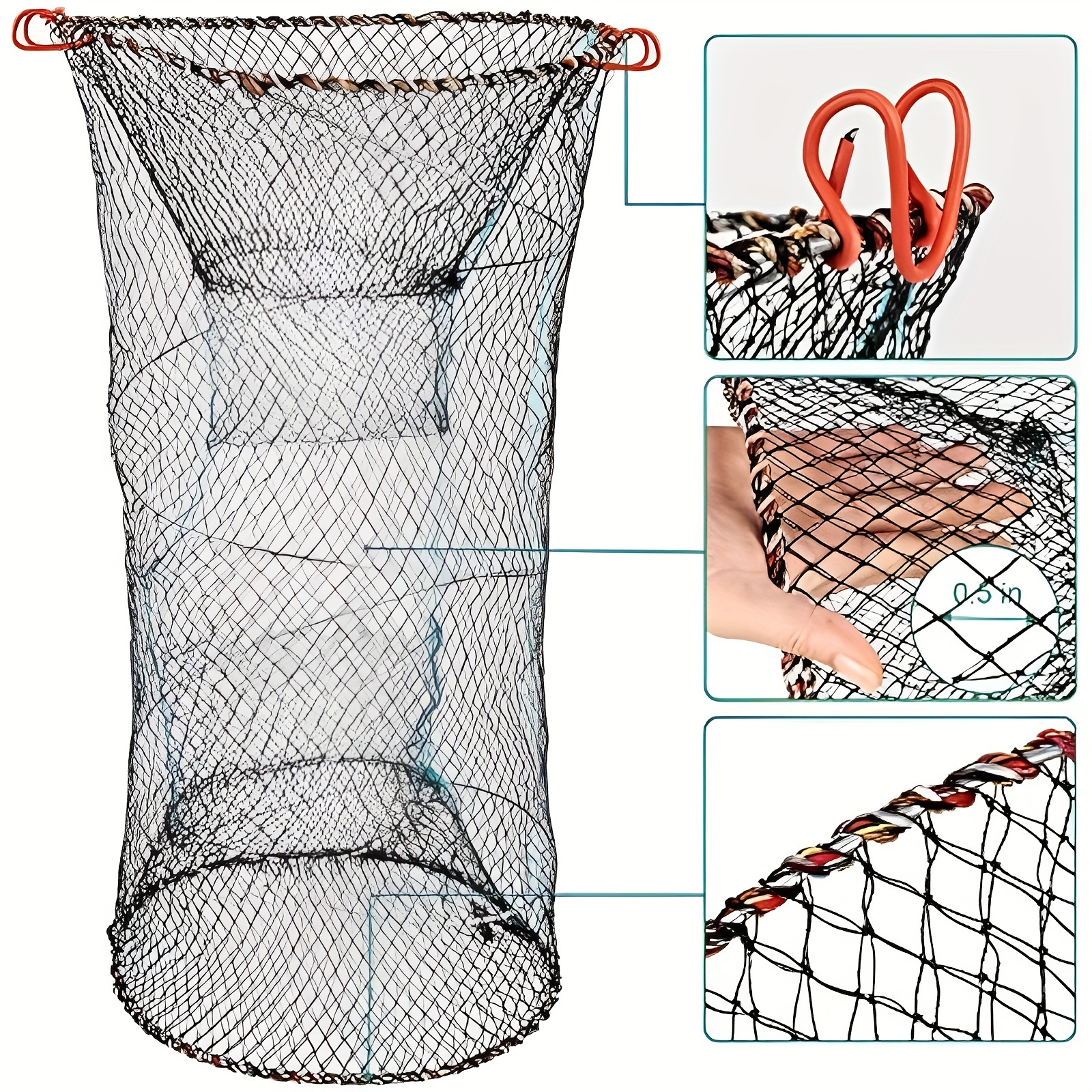 Folding Fishing Net, Trap Bait Net, Crab Nylon Fishing Mesh Net