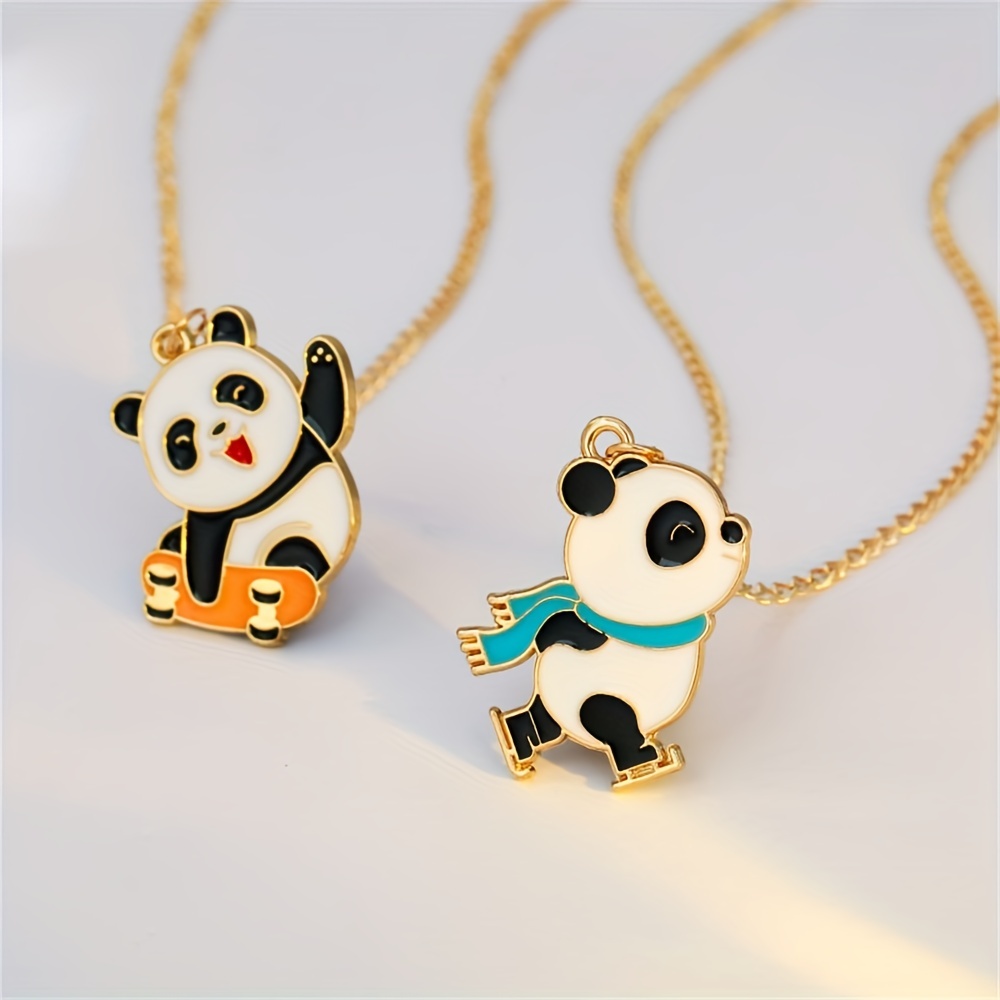 Gold Panda Necklace Panda Jewelry Gold Panda Cute Panda 