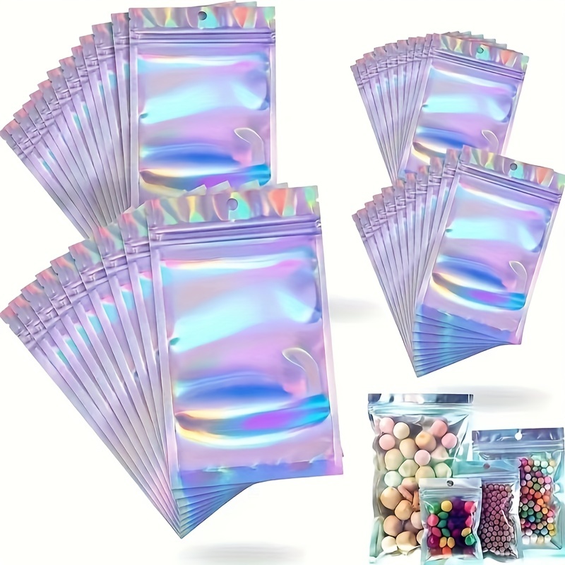 Paquete de 100 bolsas de plástico brillante de 9 x 12 pulgadas de grosor  con asas troqueladas, perfectas para compras, recuerdos de fiesta