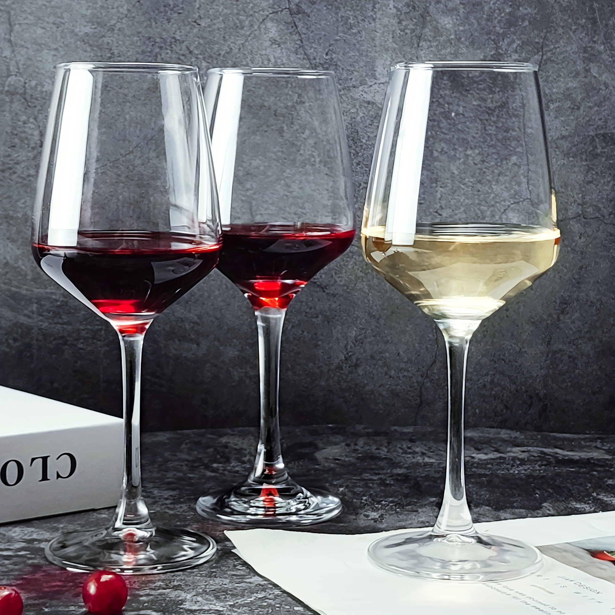 Copas de vino para amantes del vino, cristal sin plomo hecho en Europa,  tallo clásico, apto para lavavajillas, juego de regalo de copa de vino  tinto
